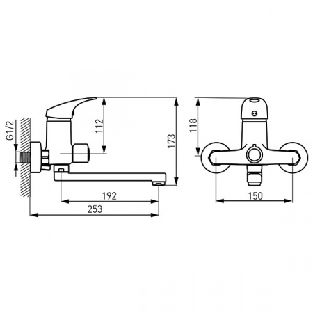 Combo - baterie perete cada-dus cu pipa mobila [1]