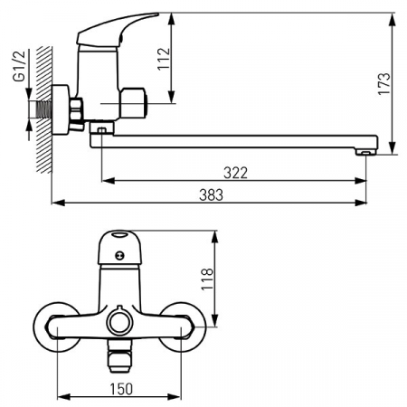 Combo - baterie perete cadă-duș cu pipă mobilă [1]