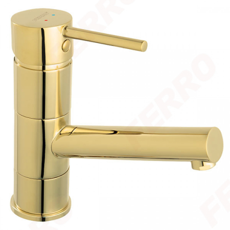 Baterii baie - Fiesta Gold - Baterie stativă pentru lavoar înalt, cu pipă mobilă