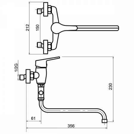 Iris New - baterie perete cadă-duș cu pipă mobilă [1]