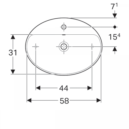 LAVOAR PE BLAT GEBERIT VARIFORM, OVAL, CU BANC CU ORIFICII DE ROBINET B-60CM,T-45CM, PREAPLIN VIZIBIL, ALB [1]
