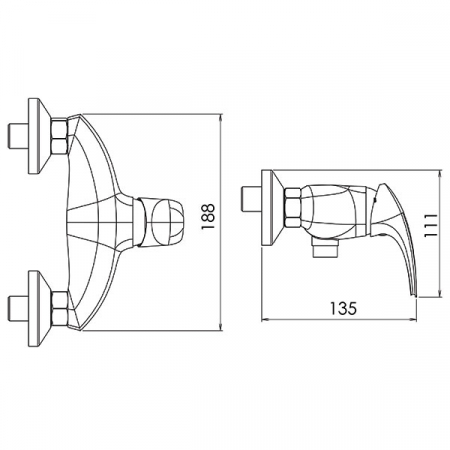 Metalia 57 White/Chrome - baterie perete duș [1]