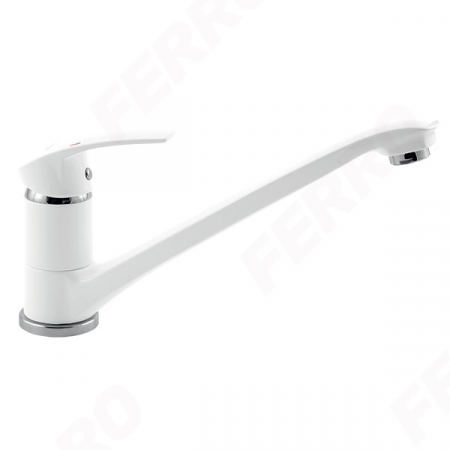 Bucatarie - Metalia 57 White/Chrome - baterie stativă lavoar cu pipă lungă, mobilă