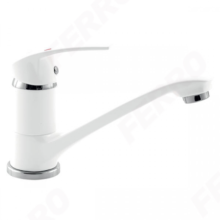 Baterii baie - Metalia 57 White/Chrome - baterie stativă lavoar cu pipă medie, mobilă