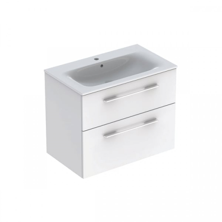 Mobilier baie - MOBILIER 80 CM SELNOVA SQUARE CU LAVOAR, DOUA SERTARE,ALB