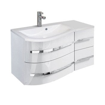Baie - MOBILIER OPAL 90 CM, STANGA, 4 SERTARE, ALB LUCIOS