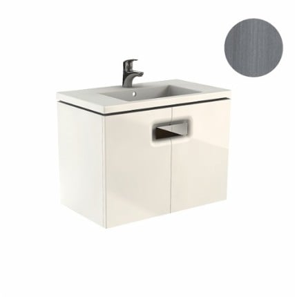 Mobilier baie - MOBILIER TWINS PENTRU LAVOAR 80 CM CU DOUA USI, GRI ARGINTIU
