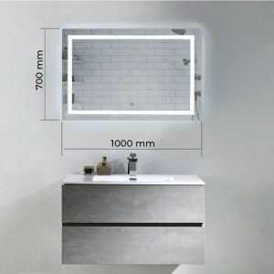 Oglinda baie cu iluminare LED si buton touch, 100x70  cm, colturi rotunjite [2]
