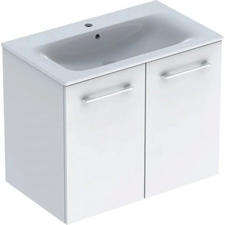 Mobilier baie - SET LAVOAR CU MARGINE INGUSTA SI MOBILIER SELNOVA SQUARE CU 2 USI 80  ALB