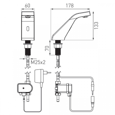 Sirocco Sensor Power-Safe - baterie stativă lavoar cu senzor, pentru apă rece [1]