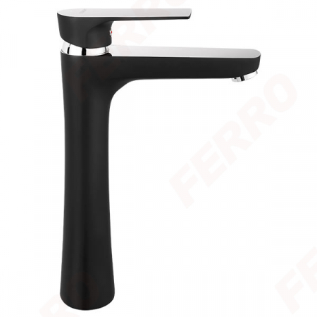 Baterii baie - Square Black/Chrome - baterie stativă pentru lavoar înalt