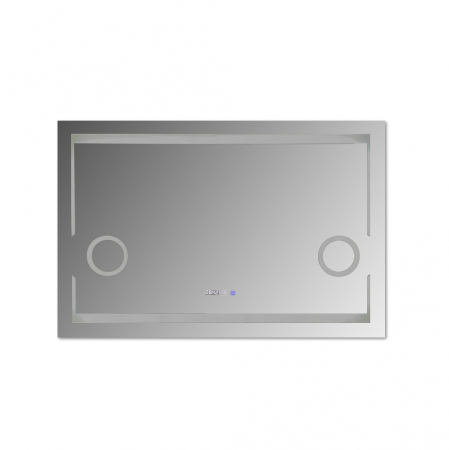Oglinda baie cu iluminare LED, sistem dezaburire, ceas, termometru si doua lupe, 120x80  cm [2]