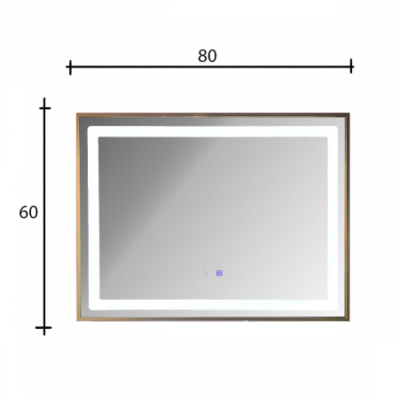 Oglinda baie LED cu rama aluminiu, sistem dezaburire si senzor touch, brushed bronze, 80x60  cm [1]