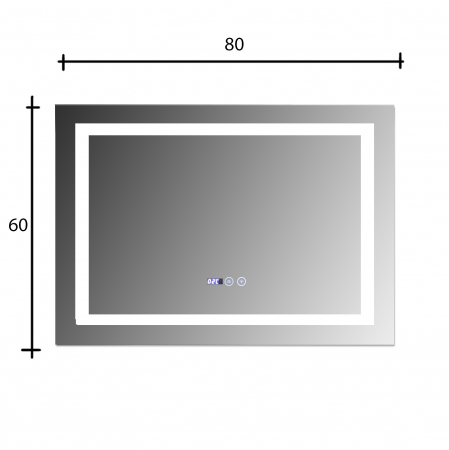 Oglinda baie 80x60 cm,  cu sistem dezaburire,termometru si ceas cu buton touch. [2]