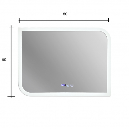 Oglinda baie 80X60 cm cu sistem dezaburire,termometru, ceas si buton touch. [2]