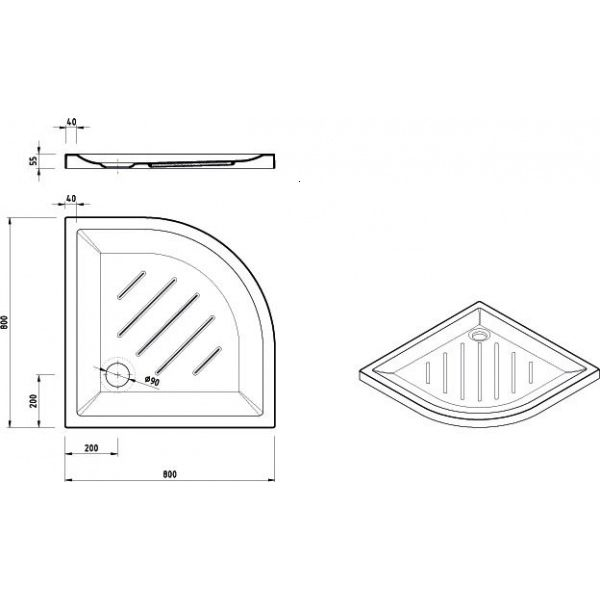 CUVA DUS VITA 800X800 SEMIROTUNDA