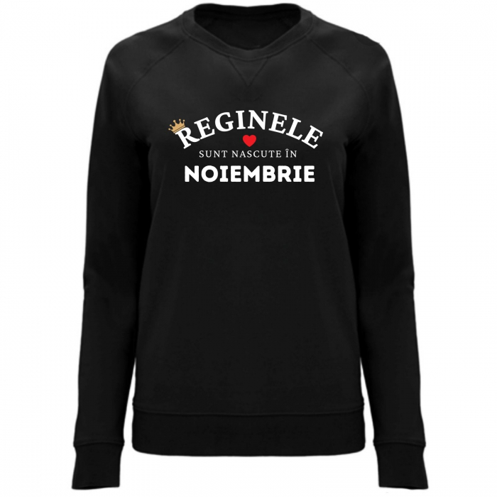 Bluza hanorac sweatshirt peBluza hanorac sweatshirt pentru zi de naștere - "Prințesele sunt născute în Octombrie" - Neagră, Maneca Lungă, Imprimeu Albntru zi de nastere, Printesele sunt nascute in octombrie, bluza neagra cu maneca lunga si cu imprimeu alb [3]