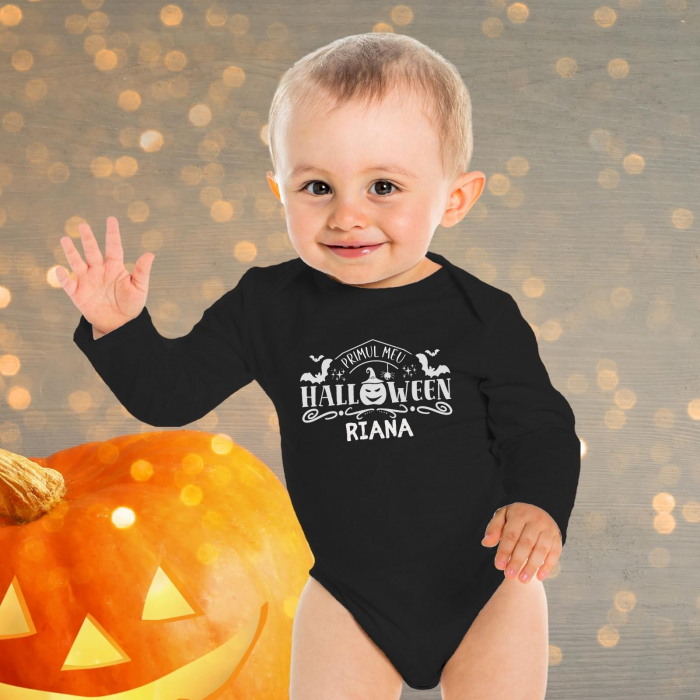 Body bebe din bumbac Primul meu Halloween, personalizat cu nume [2]