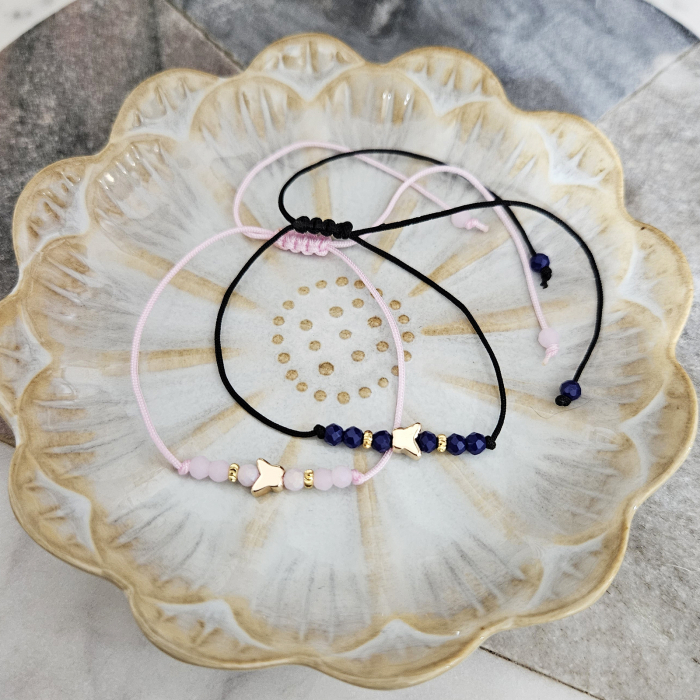 Brățară Absolvire Fete sau Băieți,cu fluturaș Placat cu aur, Mărgele Colorate, Șnur Ajustabil, Personalizată cu Clasa și Promoția [2]