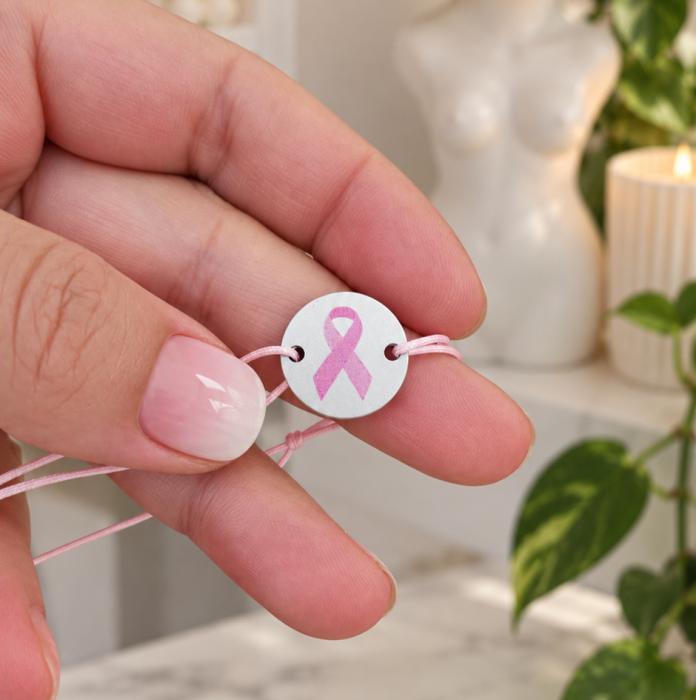 Bratara banut cu fundita roz, cancer awareness, cu snur ajustabil simplu [2]