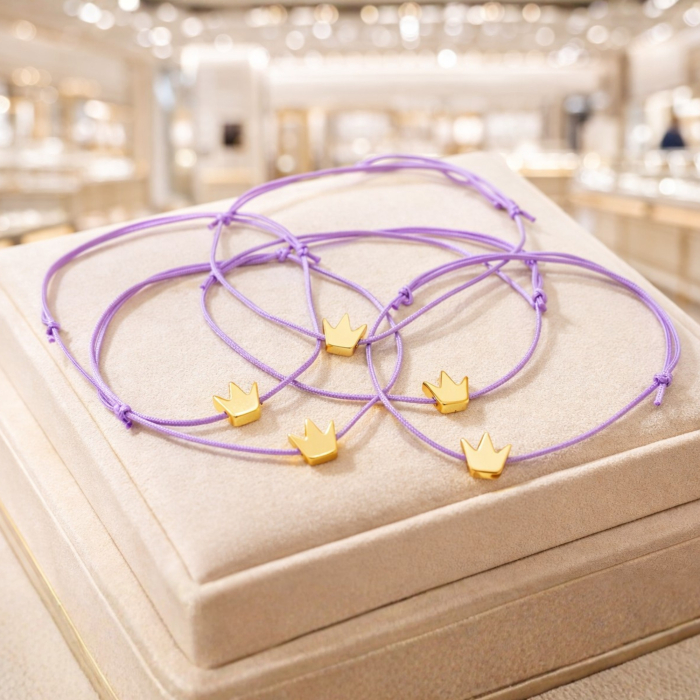 Bratara coronita placata cu aur de 24K, cu snur ajustabil [6]