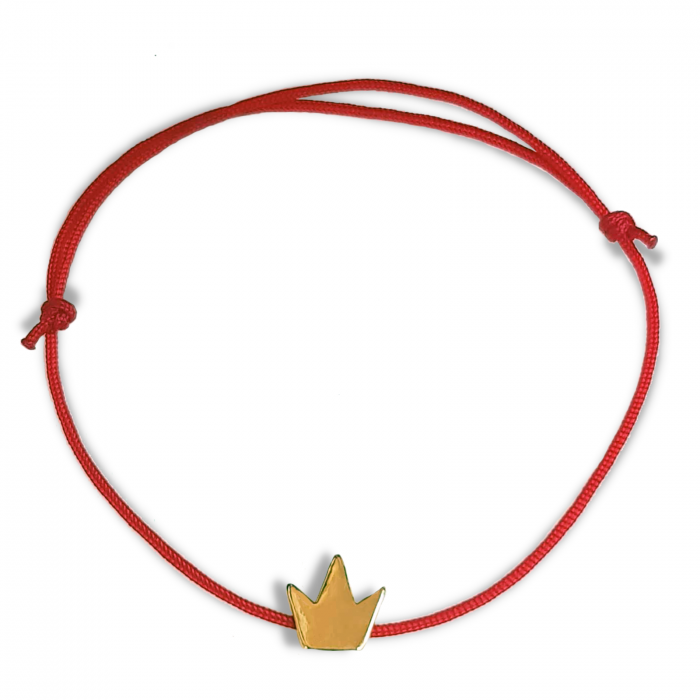 Bratara Martisor coronita placata cu aur de 24K, cu snur rosu [3]