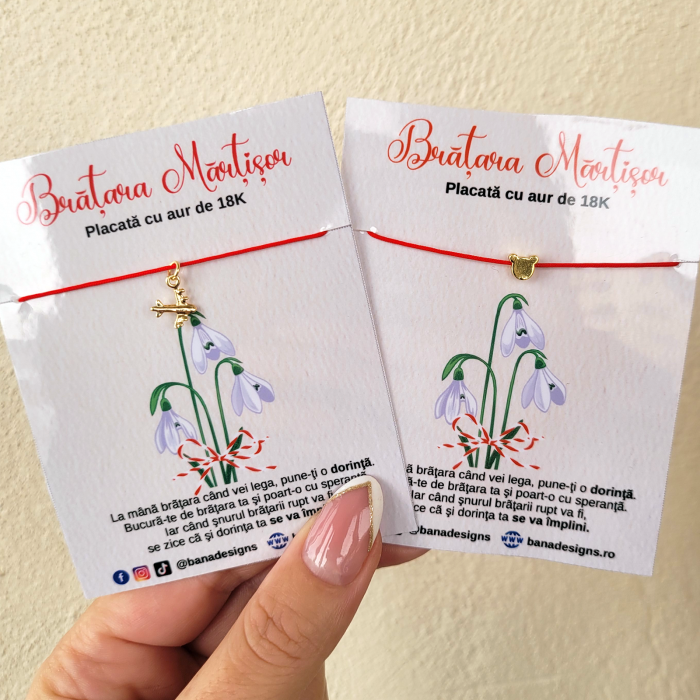 Bratara martisor cu charm avion placat cu aur de 18K, cu snur ajustabil [5]