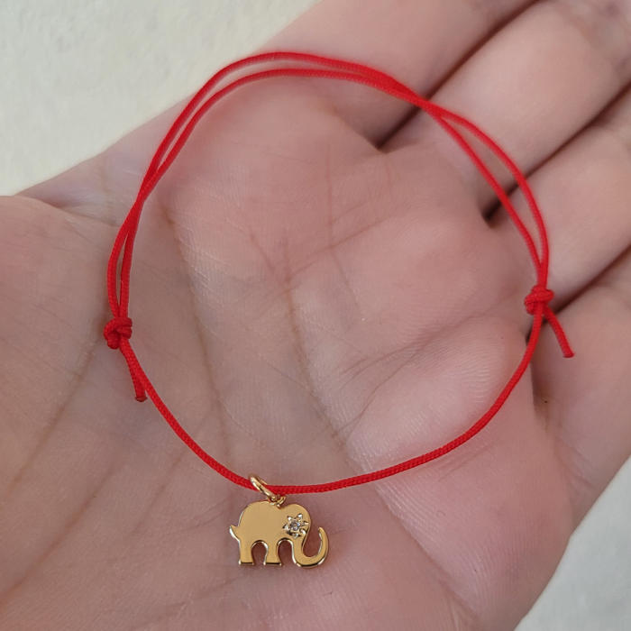 Bratara cu charm elefant placat cu aur, cu snur ajustabil simplu [7]