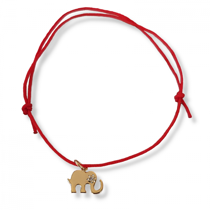 Bratara cu charm elefant placat cu aur, cu snur ajustabil simplu [3]