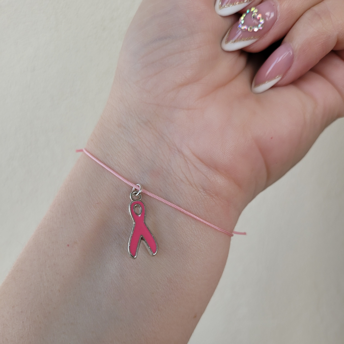 BBratara cu fundita roz, cancer awareness, cu snur ajustabil simplu [3]