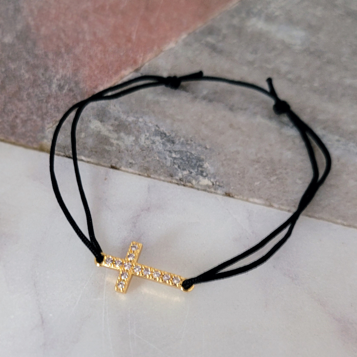 Bratara cu cruciulita placata cu aur de 18K si cristale Cubic Zirconia [2]
