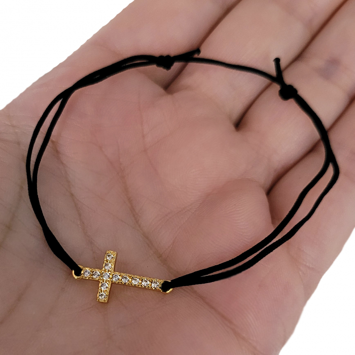 Bratara cu cruciulita placata cu aur de 18K si cristale Cubic Zirconia [4]