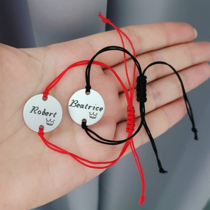 Bratara cu nume personalizata, cu coronita si snur ajustabil [4]