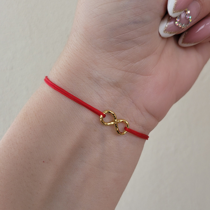 Bratara Martisor cu semnul infinitului placat cu aur, cu snur ajustabil simplu [3]
