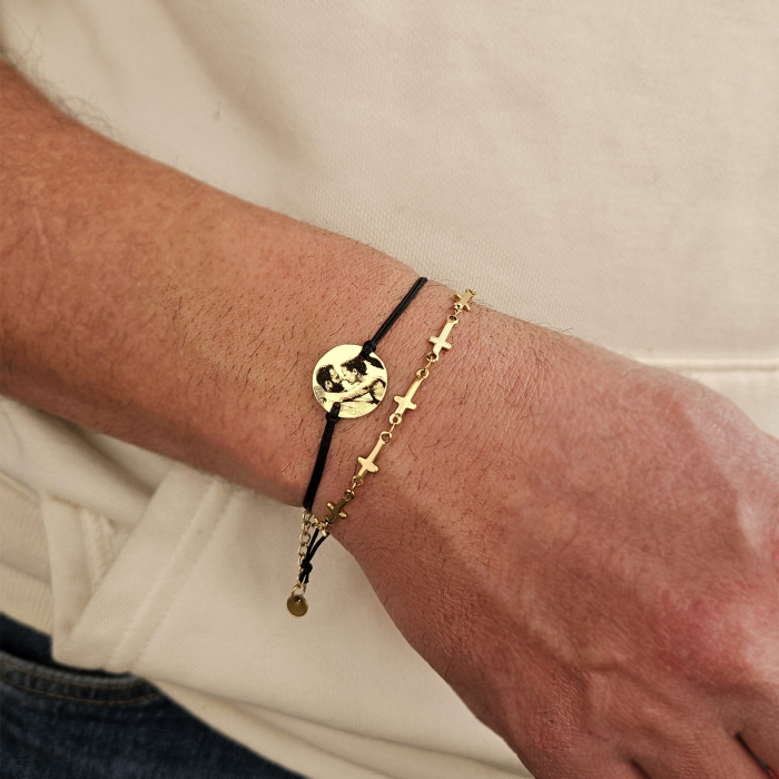 Brățară fină cu cruciulițe din oțel inoxidabil auriu, waterproof [4]