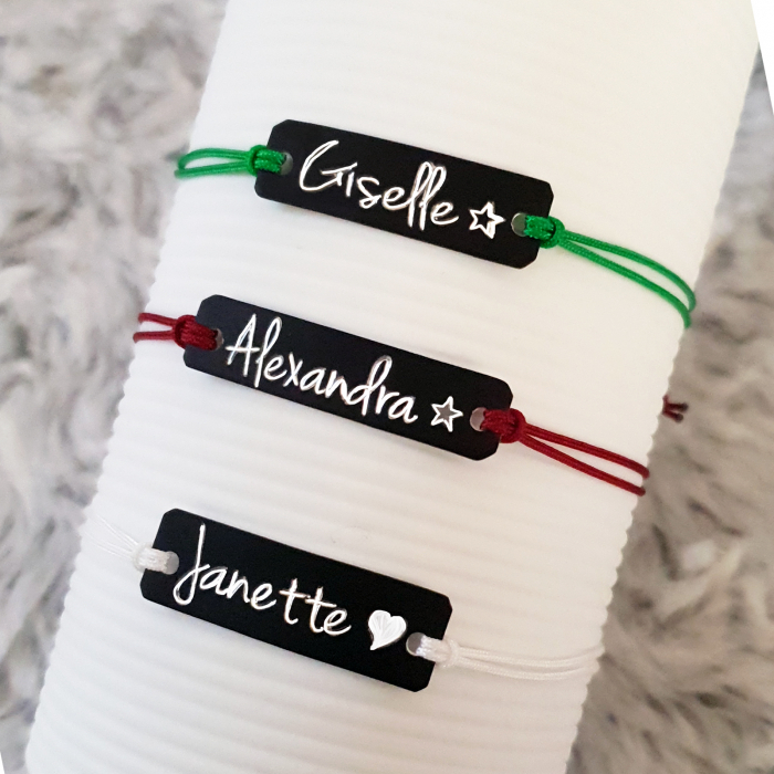 Bratara Jeunesse personalizata cu nume gravat cu snur ajustabil [2]