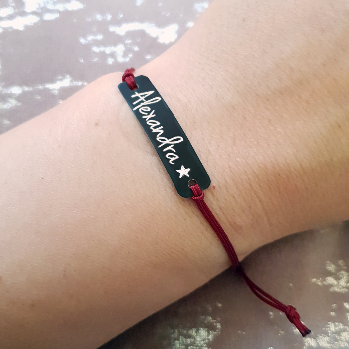 Bratara Jeunesse personalizata cu nume gravat cu snur ajustabil [6]