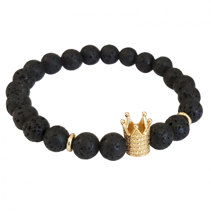 Bratara King Crown, cu lava, pietre semipretioase pentru barbati [1]