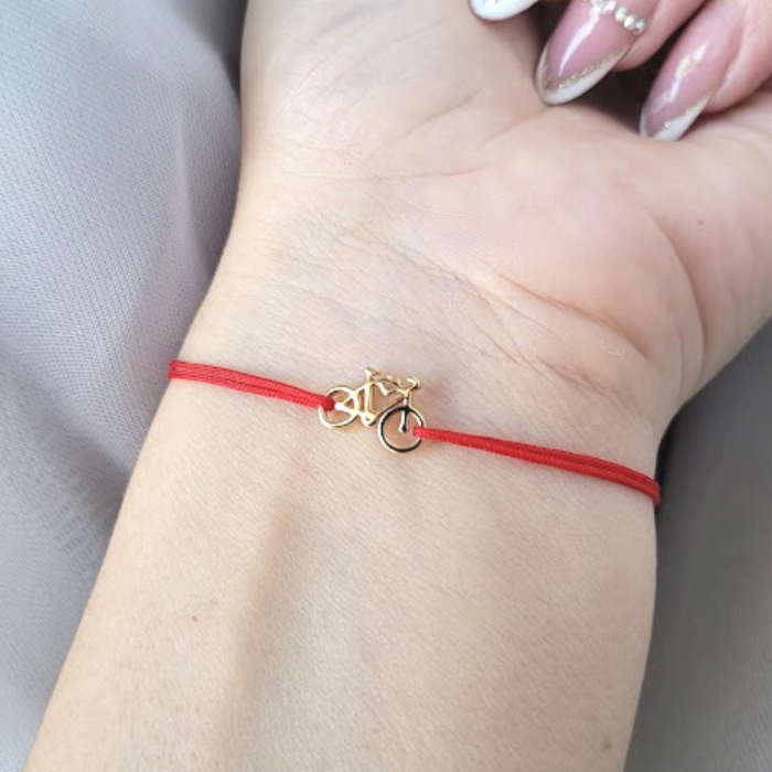 Bratara martisor placata cu aur de 18K, cu charm bicicleta [3]