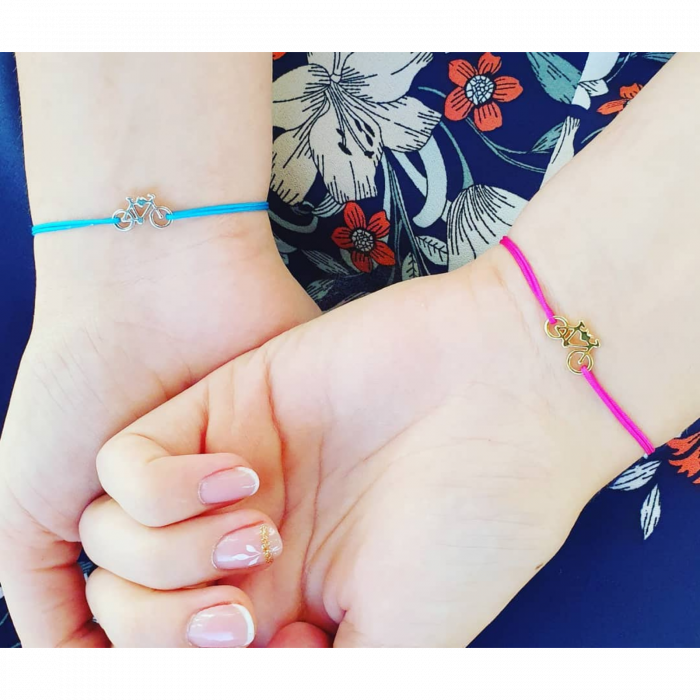 Bratara martisor placata cu aur de 18K, cu charm bicicleta [4]