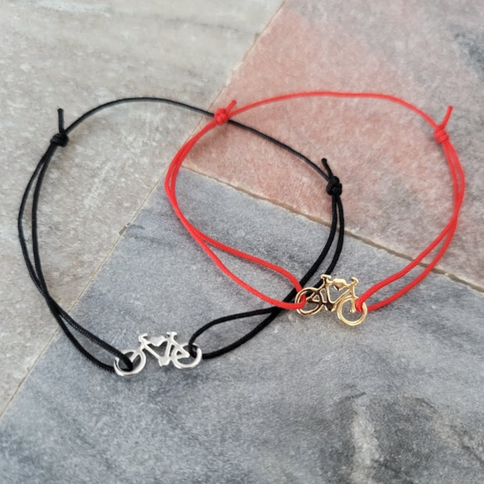 Bratara magica cu charm bicicleta, placat cu aur sau cu argint, cu snur ajustabil [5]