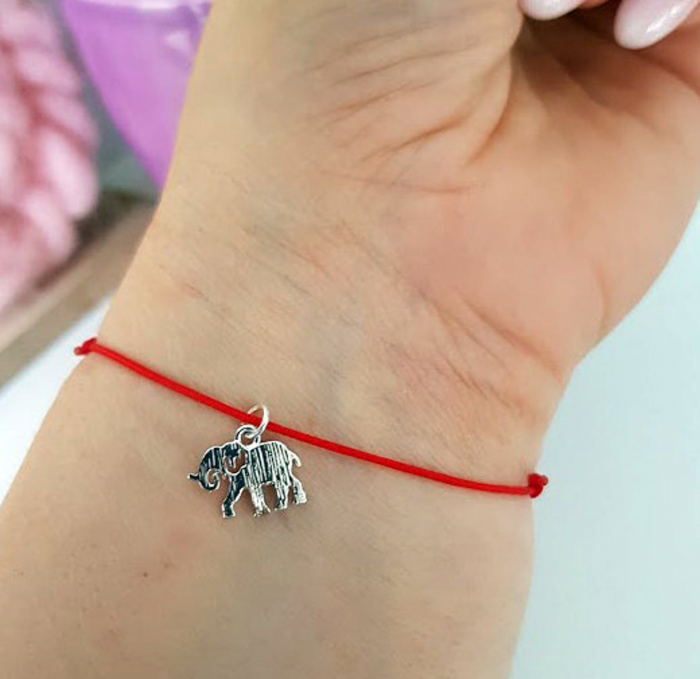 Bratara magica cu charm elefant placat cu aur, bratara norocoasa, cu snur ajustabil [3]
