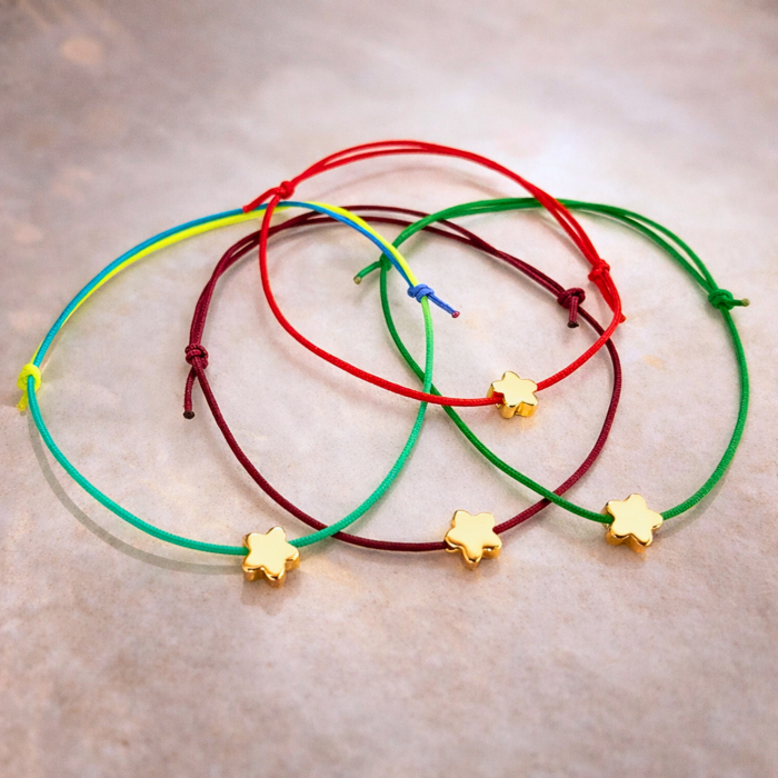 Bratara magica cu charm floricica, placata cu aur, bratara norocoasa, cu snur ajustabil [2]