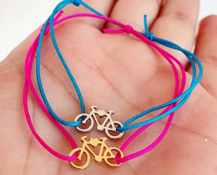 Bratara martisor placata cu aur de 18K, cu charm bicicleta [9]