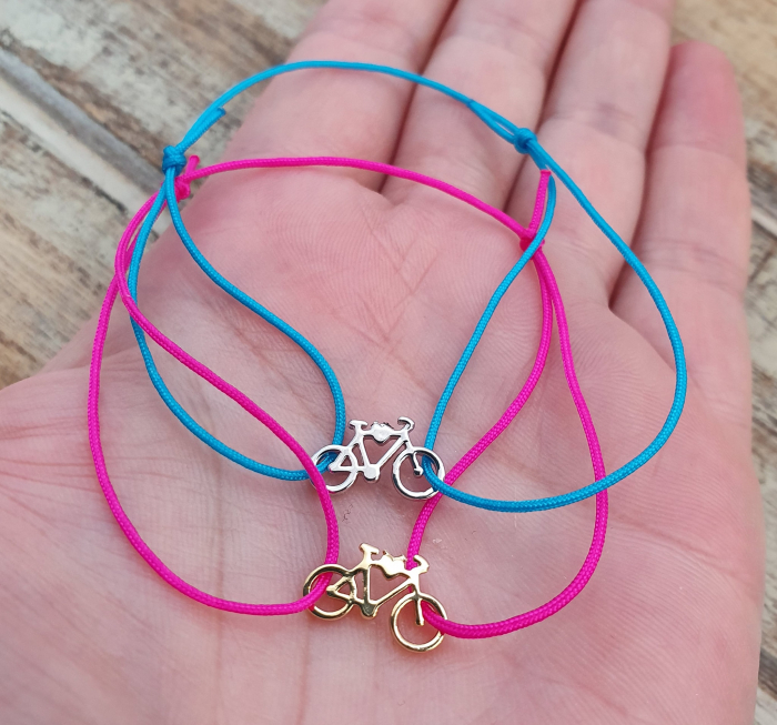 Bratara martisor placata cu aur de 18K, cu charm bicicleta [8]