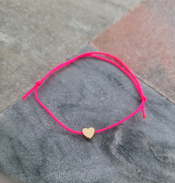 Bratara magica cu charm inimioara placata cu aur de 18K, bratara norocoasa, cu snur ajustabil [2]