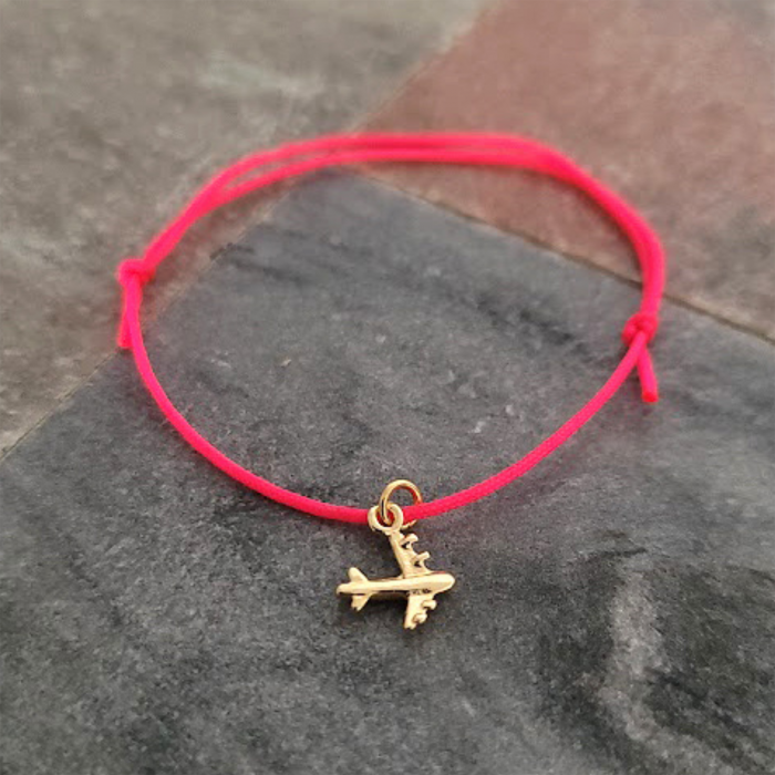 Bratara cu charm avion placat cu aur de 18K, cu snur ajustabil [2]