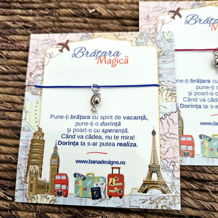 Brățară Magică cu Glob Pământesc Rotitor – Șnur Mătăsos Ajustabil, Design de Călătorii [3]
