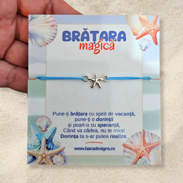Brățară Magică cu Steluta de Mare – Snur Mătăsos Ajustabil, Culoare la Alegere [2]