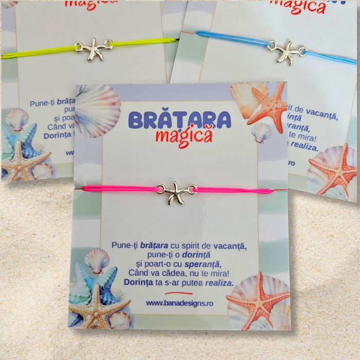 Brățară Magică cu Steluta de Mare – Snur Mătăsos Ajustabil, Culoare la Alegere [3]